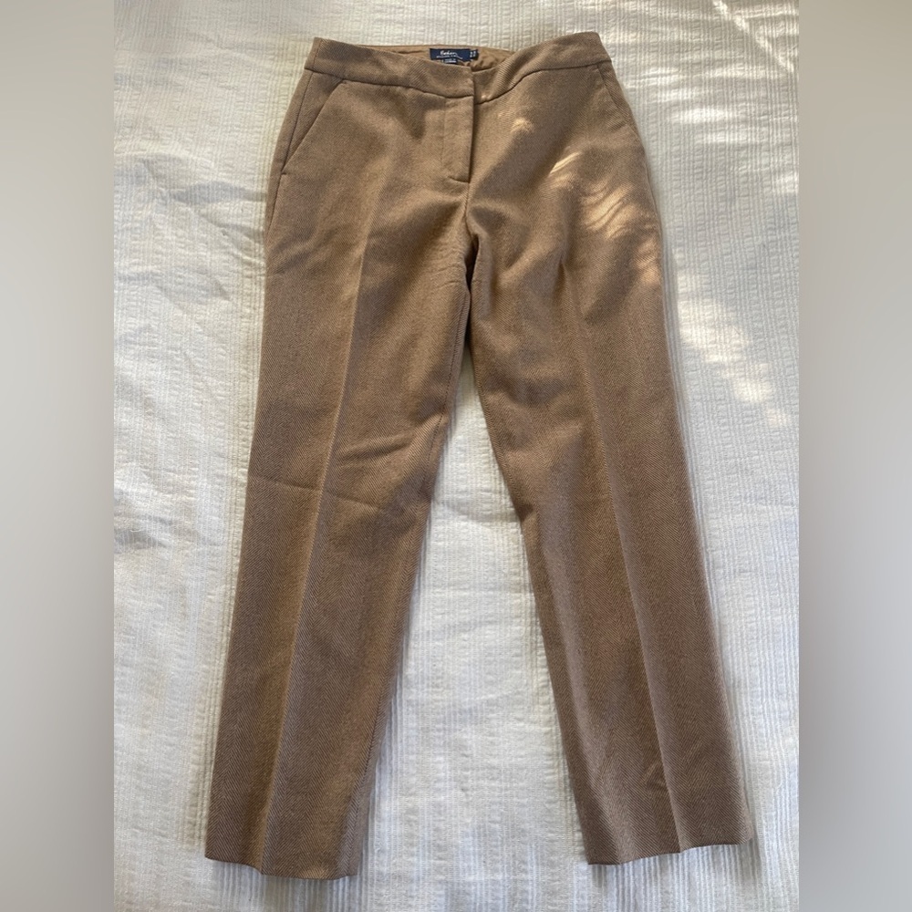 Biden British Tweed Wool Pants Size 6 Petite Brown Color
